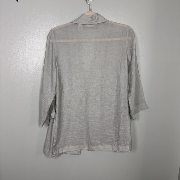 Chicos 1 Mint Green Metallic Lightweight Layering Jacket Pockets 3/4 Sleeves - Picture 4 of 4